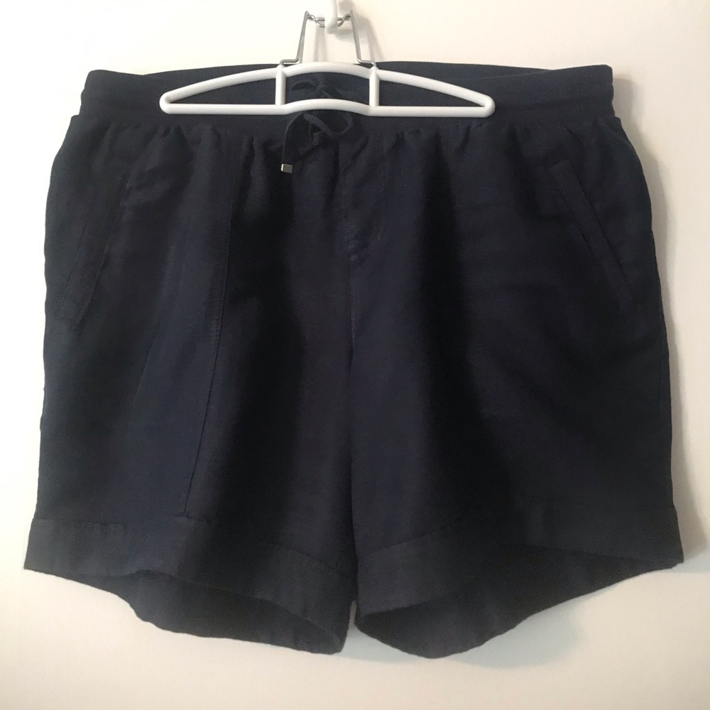 Navy linen mix shorts from Lane Bryant